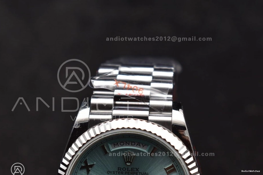 President 36 on EyeCatching 689 (Gain Dial Light vr3255 Weight) Blue Roman Steel SS 904L Bracelet Edition DayDate QF V5 Best 1031